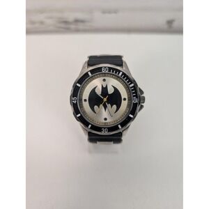 Accutime Batman Boys Sport Watch 32mm Silver Dial Black Rubber Strap BAT9062